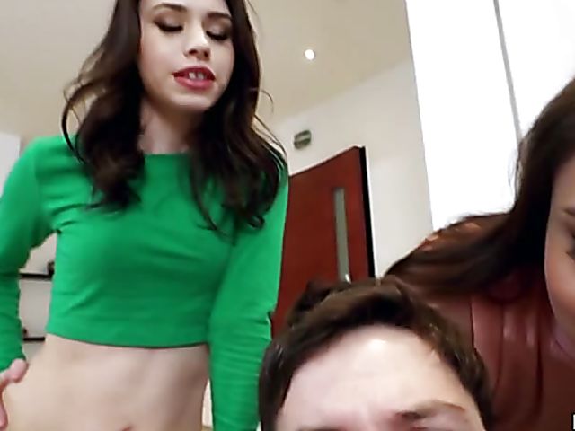 Boys first threesome with Lucie Cline and Adria Rae