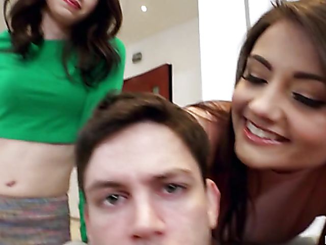 Boys first threesome with Lucie Cline and Adria Rae