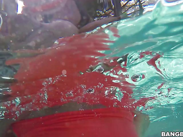 Brandy Talore with huge natural tits fucked in the pool