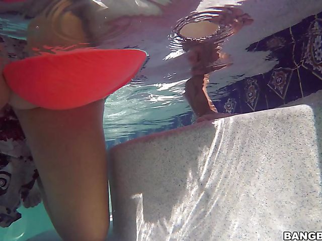 Brandy Talore with huge natural tits fucked in the pool