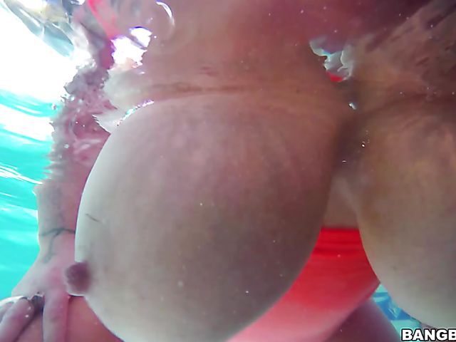 Brandy Talore with huge natural tits fucked in the pool