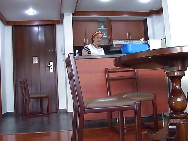 Chubby latina Valeria Cardozo drilled by a black rod