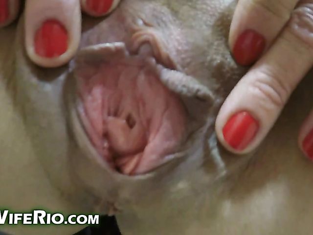 Dildo riding in the kitchen with Hot Wife Rio