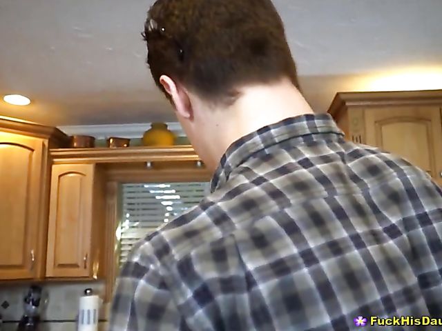 Skinny redhead teen sucks and fucks a nerd