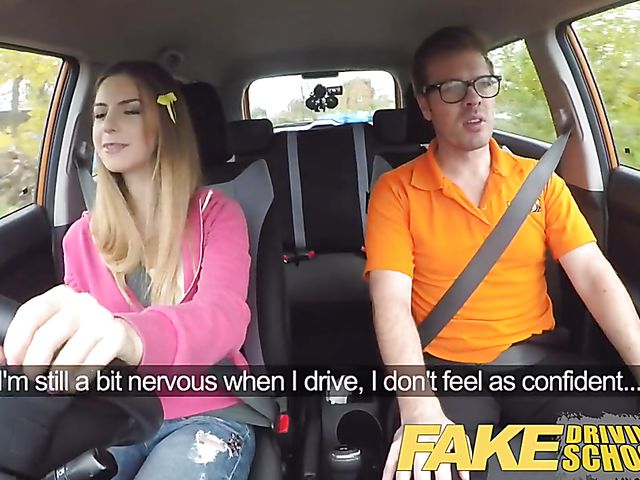 Big tits chick Stella Cox having a driving lesson