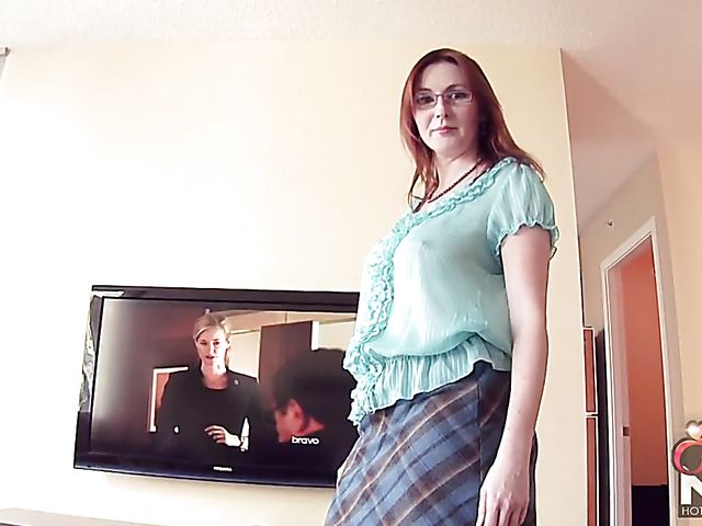 Busty redhead mom gets dildoed from your point of view