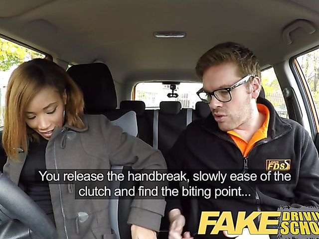 Ebony student gets banged in the backseat