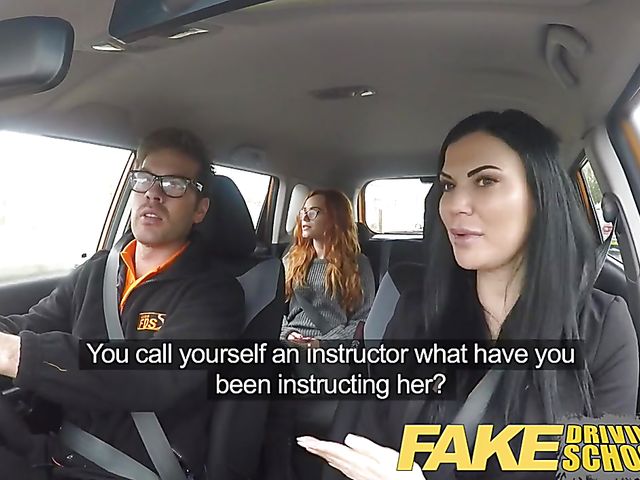 Ella Hughes and Jasmine Jae  share cock in the car