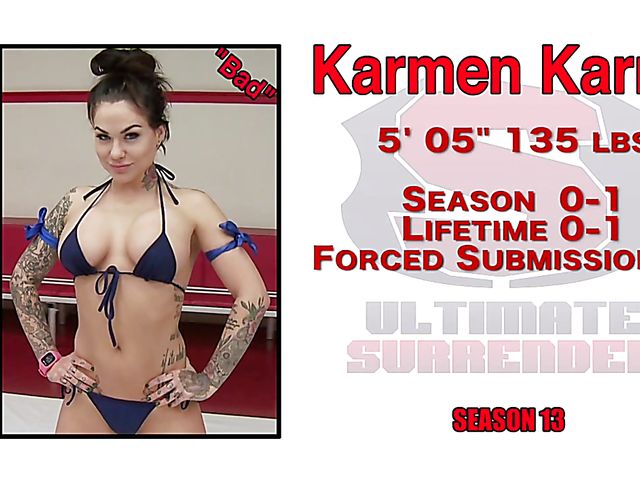 Lesbian strapon domination in the gym with Karmen Karma