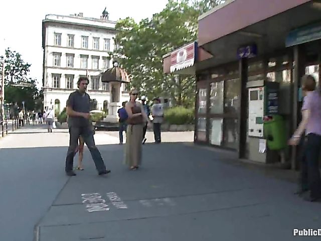 Public bondage and fucking with busty Alice Romain