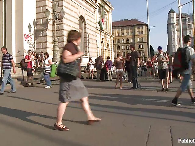 Public bondage and fucking with busty Alice Romain