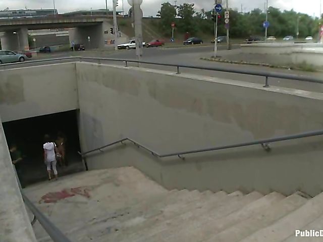 Public bondage and fucking with busty Alice Romain