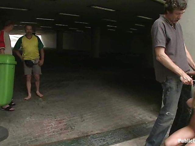 Public bondage and fucking with busty Alice Romain