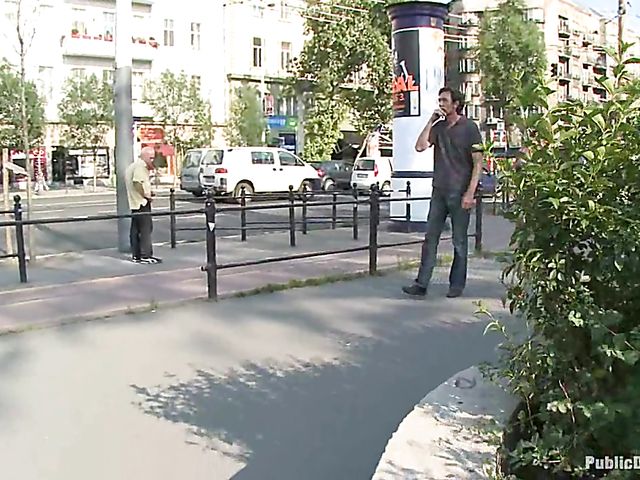 Public bondage and fucking with busty Alice Romain