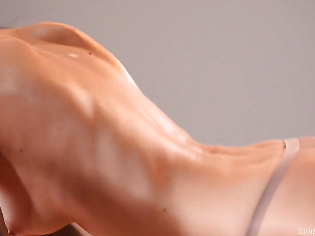 Lesbian Maria Pie and Mia pantyhose strapon fun