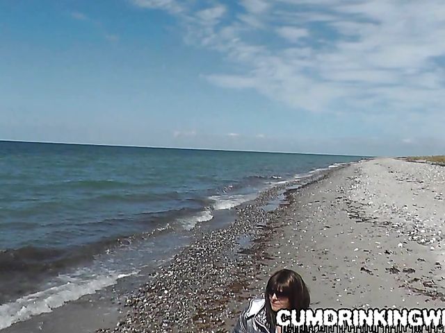 Beach creampie for a gangbang loving wife