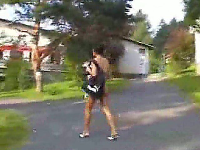 Stunning brunette gets to hot to handle