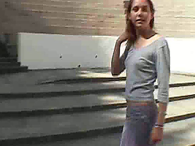 Beautiful babe strips and shows of her titties