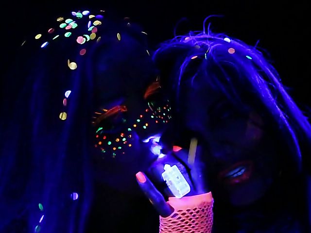 Crazy lesbian girls going wild in the dark