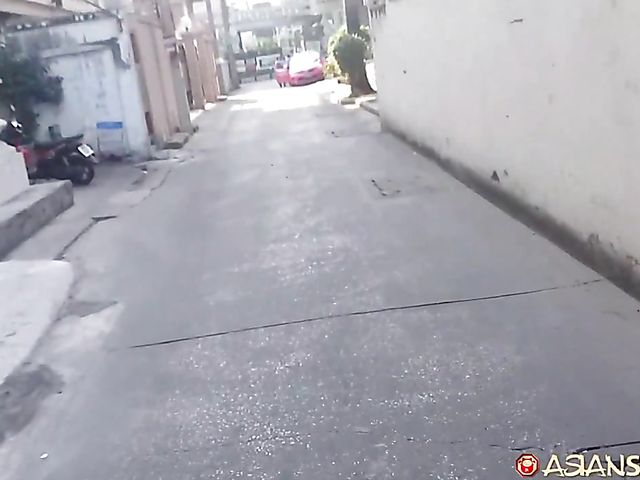 Red-haired Asian slut next door Wan takes on cock