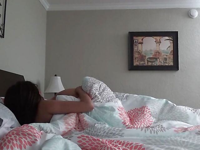 Naughty daughter Carolina Sweets shares a bed with her step daddy