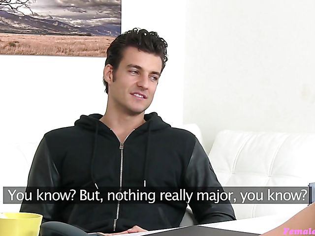 Skinny female agent Alexis Crystal seduces a handsome guy