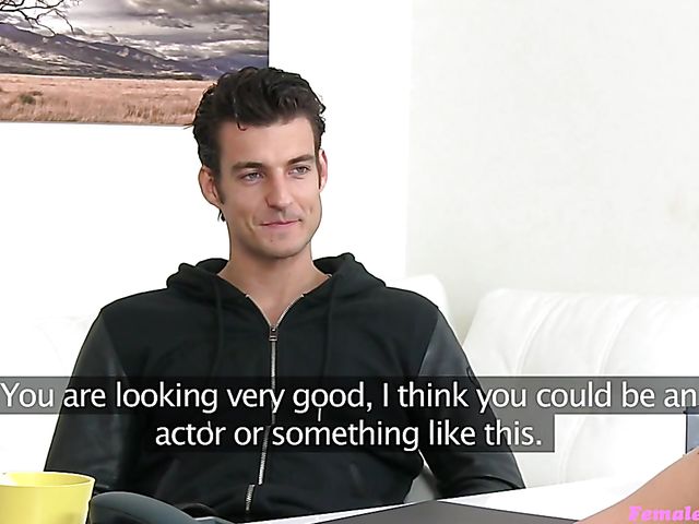 Skinny female agent Alexis Crystal seduces a handsome guy