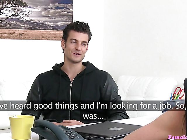 Skinny female agent Alexis Crystal seduces a handsome guy