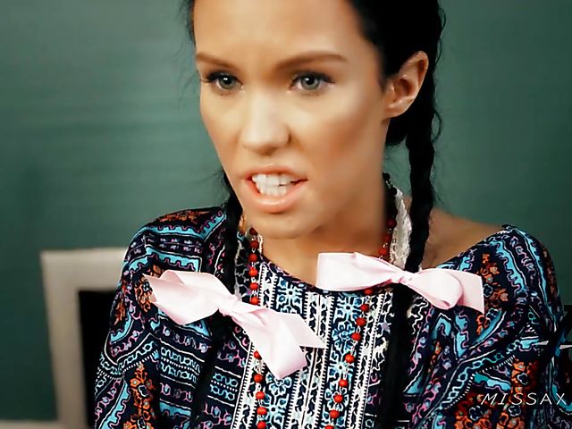 Adriana Chechik and Megan Rain FFM blowjob in the classroom