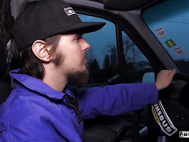 Sex in a van with busty brunette Jacky Lawless
