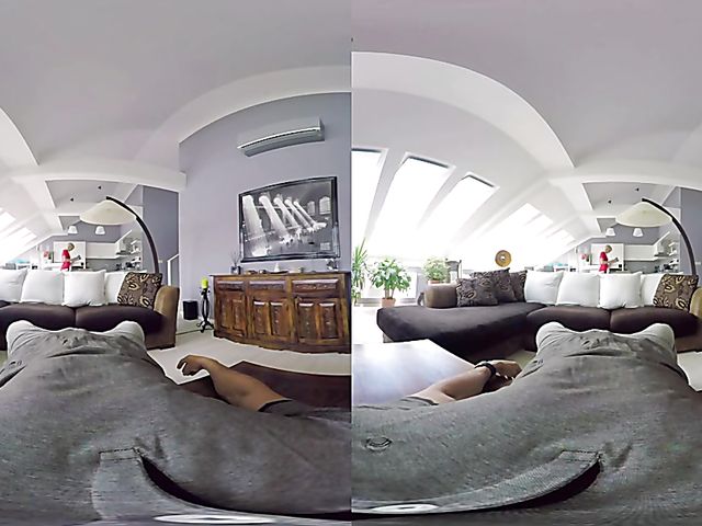 Blonde Katy Rose riding cock in VR