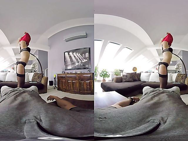 Blonde Katy Rose riding cock in VR