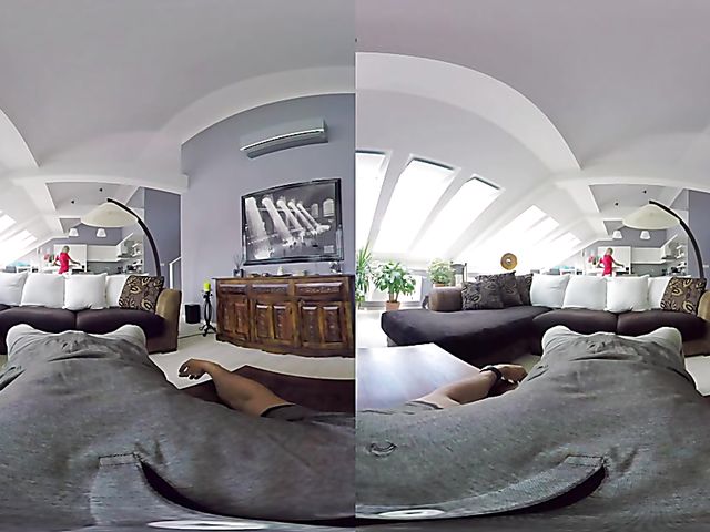 Blonde Katy Rose riding cock in VR