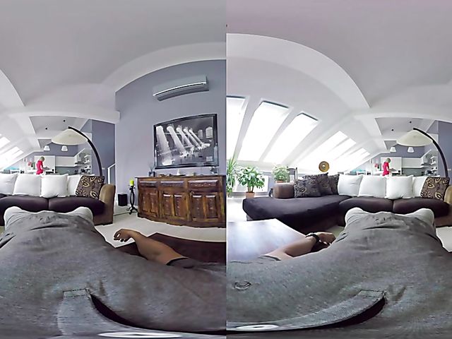 Blonde Katy Rose riding cock in VR