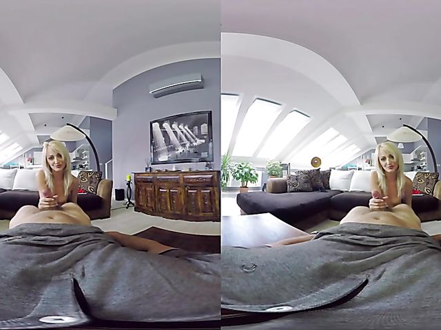 Blonde Katy Rose riding cock in VR