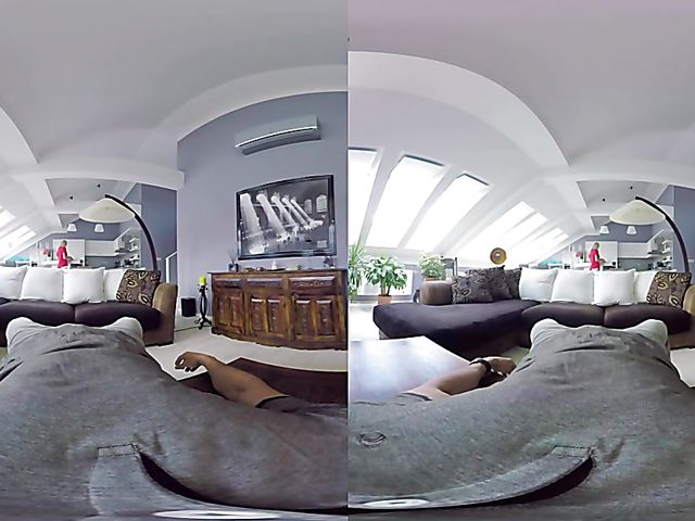 Blonde Katy Rose riding cock in VR