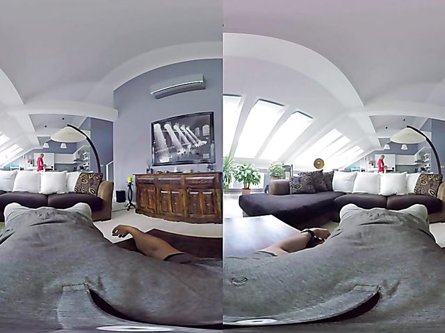 Blonde Katy Rose riding cock in VR