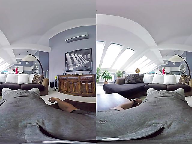 Blonde Katy Rose riding cock in VR