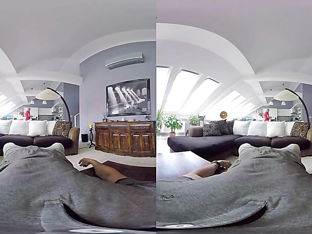 Blonde Katy Rose riding cock in VR