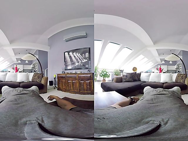 Blonde Katy Rose riding cock in VR