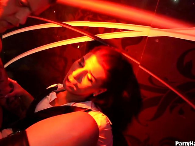 Strippers fuck horny sluts at the sex party