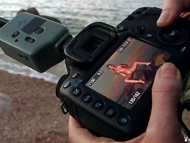 Bikini model Tahlia Paris posing naked on the beach