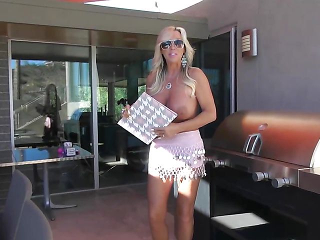 Busty blonde MILF gets pounded in the backyard