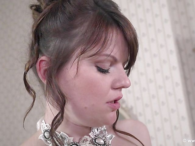 Lesbian bride with massive boobs has fun