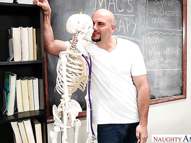 Teen brunette Megan Sage gets banged by Professors assistant