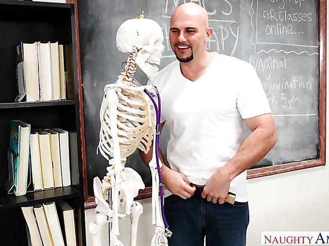 Teen brunette Megan Sage gets banged by Professors assistant