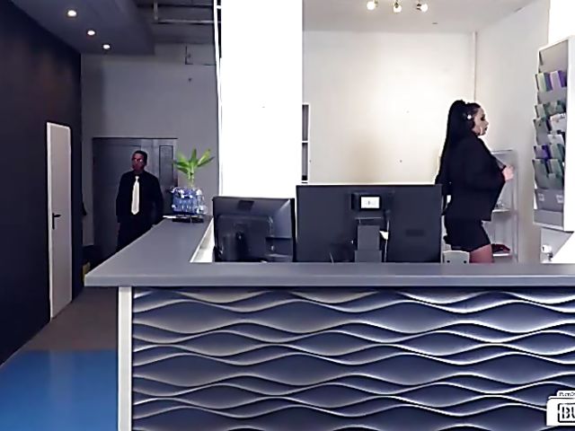 Busty German bombshell Jacky Lawless fucking in the office