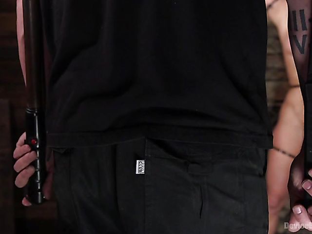 Shaved blonde Ariel X in Device Bondage