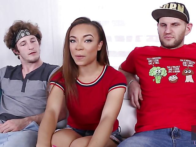 Ebony teens Jamie Marleigh and Adrian Maya have a foursome