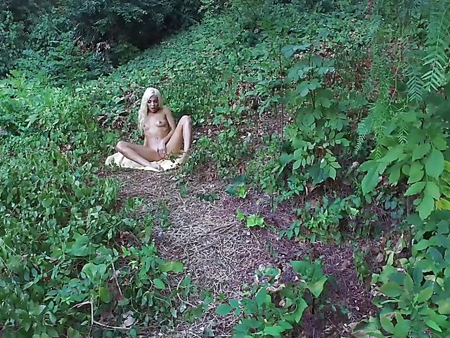 Elizabeth Jolie - Skinny nude girl forest masturbation